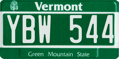 VT license plate YBW544