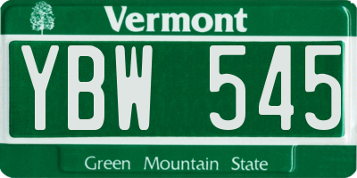 VT license plate YBW545