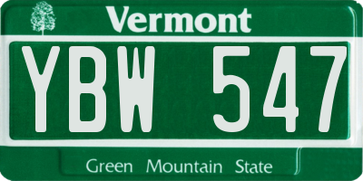 VT license plate YBW547