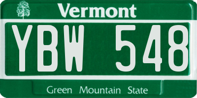 VT license plate YBW548
