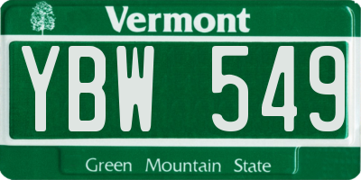 VT license plate YBW549