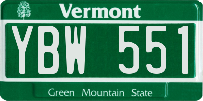 VT license plate YBW551