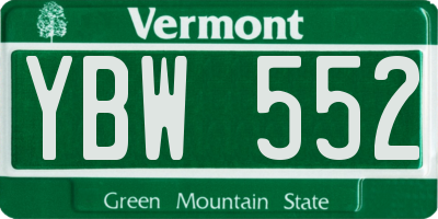 VT license plate YBW552
