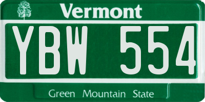 VT license plate YBW554