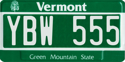 VT license plate YBW555