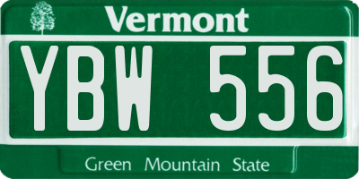VT license plate YBW556