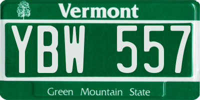 VT license plate YBW557