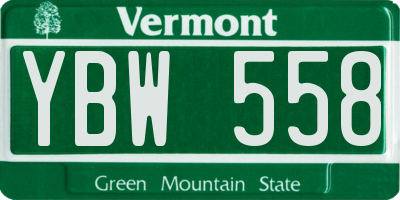 VT license plate YBW558