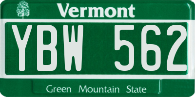 VT license plate YBW562