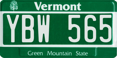 VT license plate YBW565