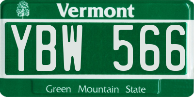 VT license plate YBW566