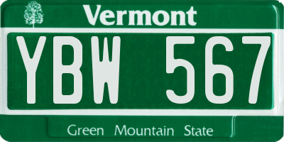 VT license plate YBW567