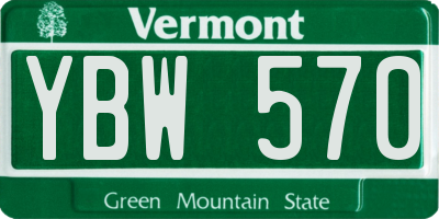 VT license plate YBW570