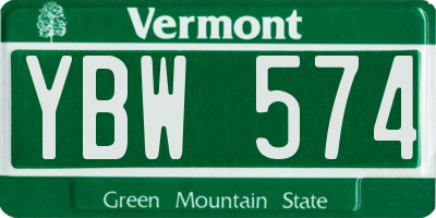 VT license plate YBW574