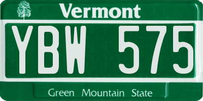 VT license plate YBW575