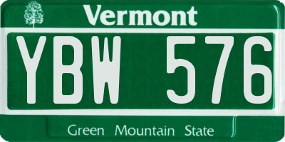 VT license plate YBW576