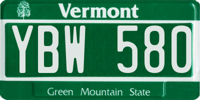 VT license plate YBW580