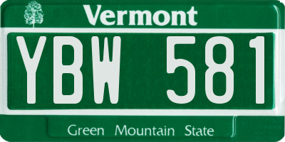 VT license plate YBW581
