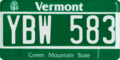 VT license plate YBW583