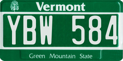 VT license plate YBW584