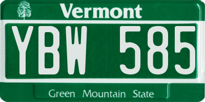 VT license plate YBW585