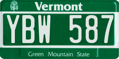 VT license plate YBW587