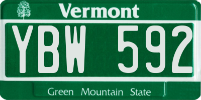 VT license plate YBW592