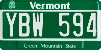 VT license plate YBW594