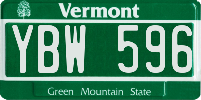 VT license plate YBW596