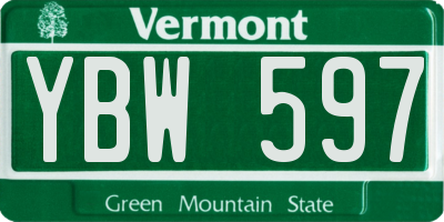 VT license plate YBW597