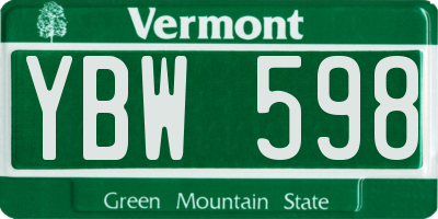 VT license plate YBW598