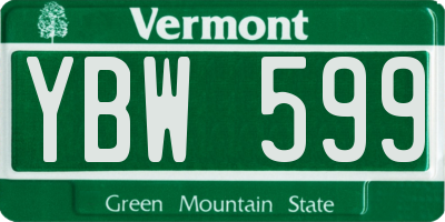 VT license plate YBW599
