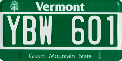 VT license plate YBW601