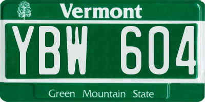 VT license plate YBW604
