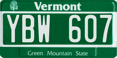 VT license plate YBW607