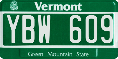 VT license plate YBW609