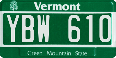 VT license plate YBW610