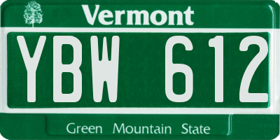 VT license plate YBW612