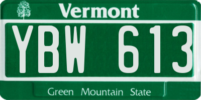 VT license plate YBW613