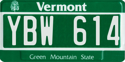 VT license plate YBW614