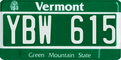 VT license plate YBW615