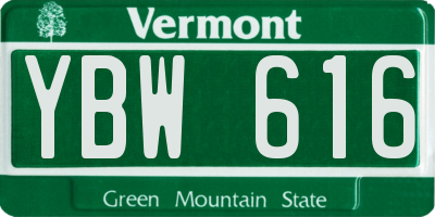 VT license plate YBW616