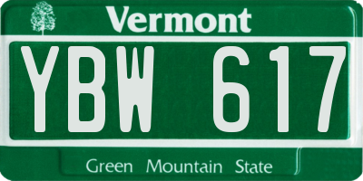 VT license plate YBW617