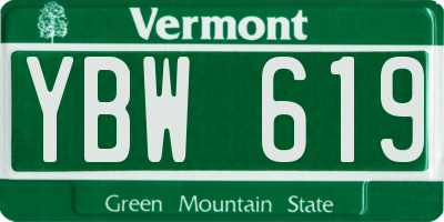 VT license plate YBW619