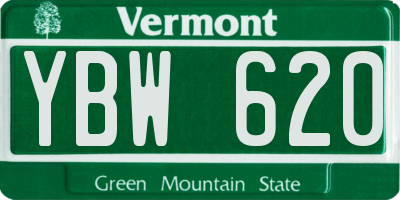 VT license plate YBW620
