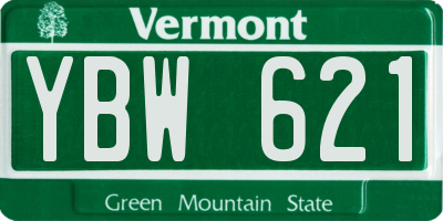 VT license plate YBW621