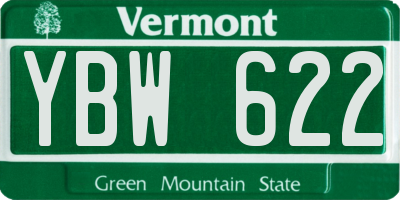 VT license plate YBW622