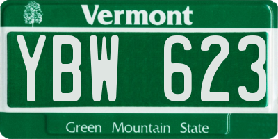 VT license plate YBW623