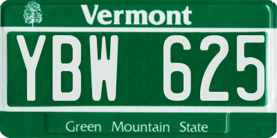 VT license plate YBW625