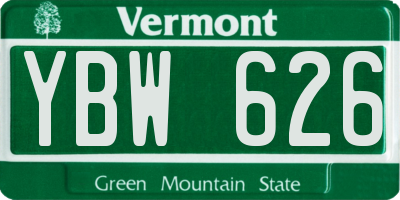VT license plate YBW626